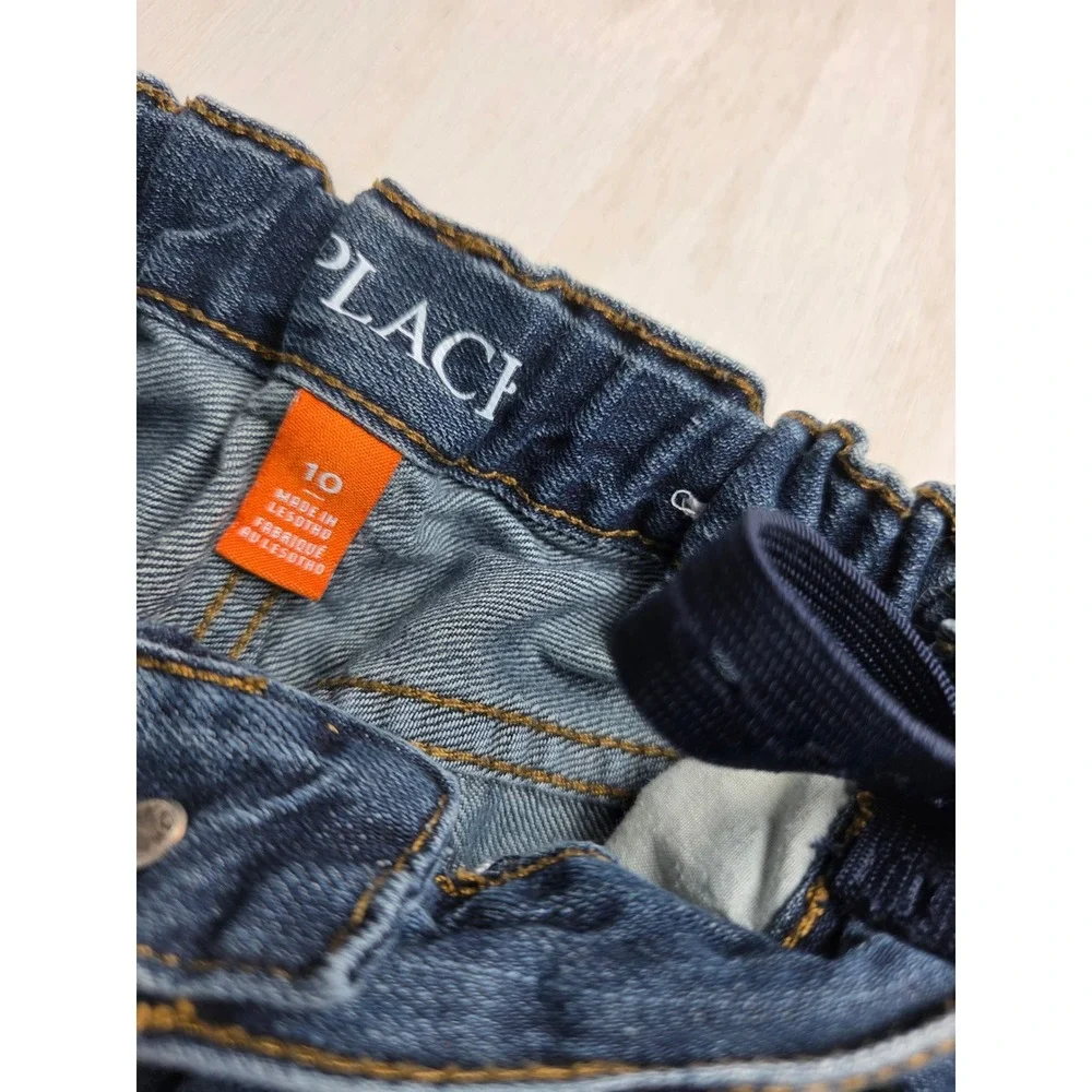 Childrens Place Boys Denim Shorts Size 10 Medium Wash Blue Adjustable Waist Y2K